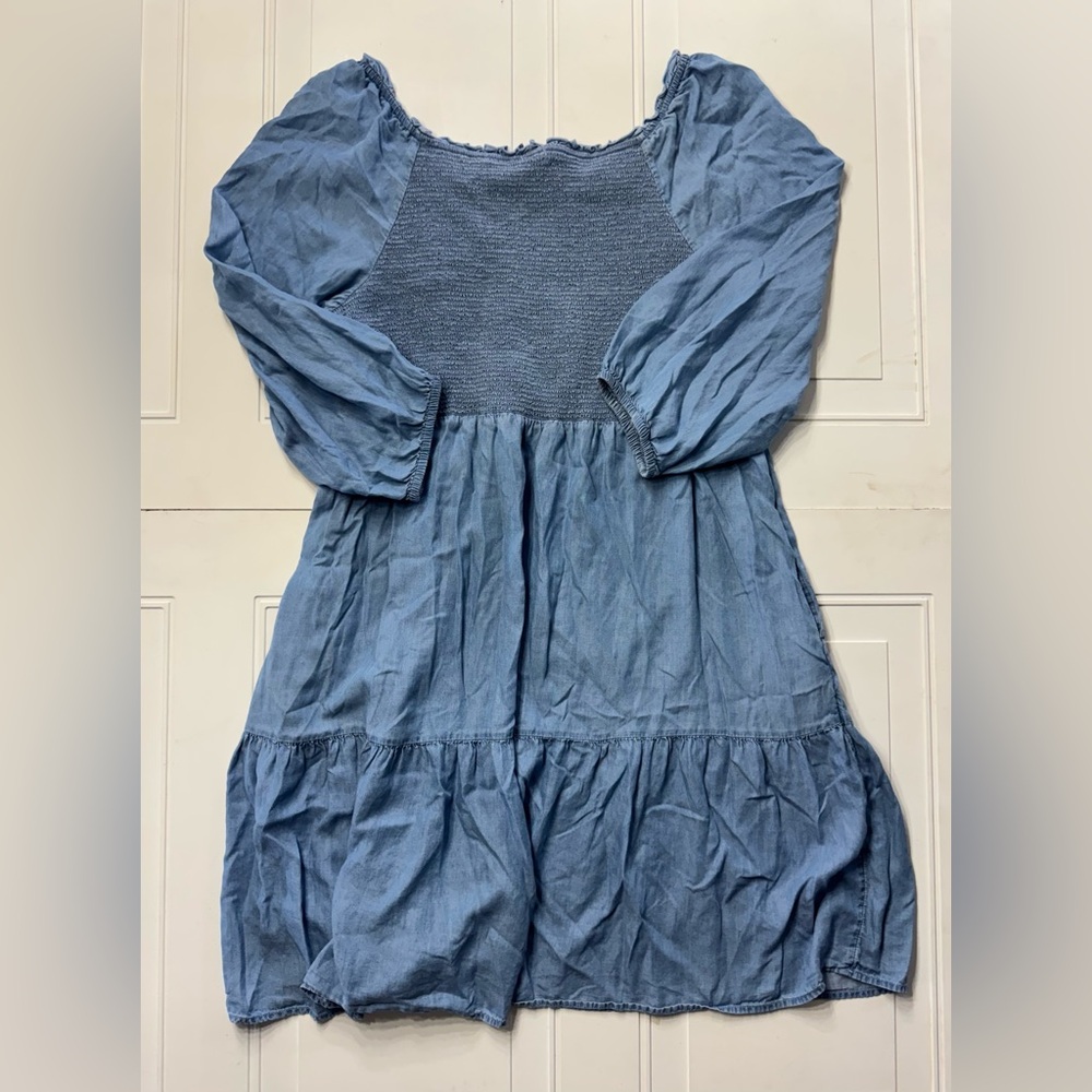 BeachLunchLounge Off The Shoulder Chambray Long Sleeve Blue Ruffle Dress Sz XXL - Picture 7 of 7